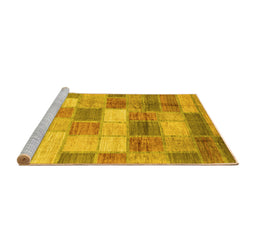 Sideview of Machine Washable Patchwork Yellow Transitional Rug, wshabs3227yw