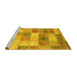 Sideview of Machine Washable Patchwork Yellow Transitional Rug, wshabs3227yw