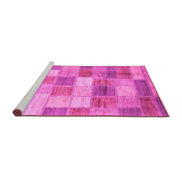 Sideview of Machine Washable Patchwork Pink Transitional Rug, wshabs3227pnk