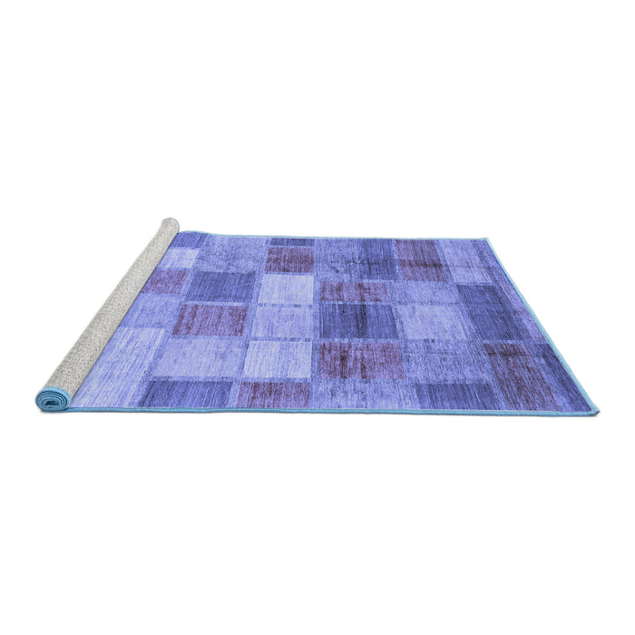 Sideview of Machine Washable Patchwork Blue Transitional Rug, wshabs3227blu