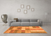 Machine Washable Patchwork Orange Transitional Rug, wshabs3227org