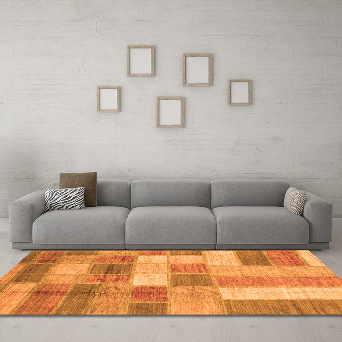 Machine Washable Patchwork Orange Transitional Area Rugs in a Living Room, wshabs3227org