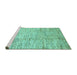 Sideview of Machine Washable Abstract Turquoise Modern Area Rugs, wshabs3228turq