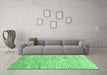 Machine Washable Abstract Emerald Green Modern Area Rugs in a Living Room,, wshabs3228emgrn