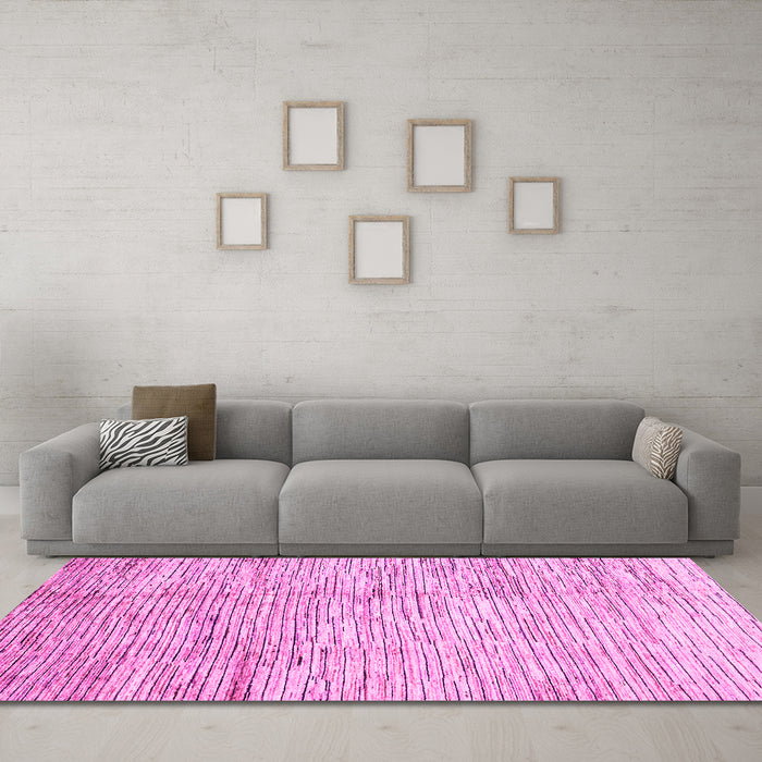 Machine Washable Abstract Pink Modern Rug in a Living Room, wshabs3228pnk