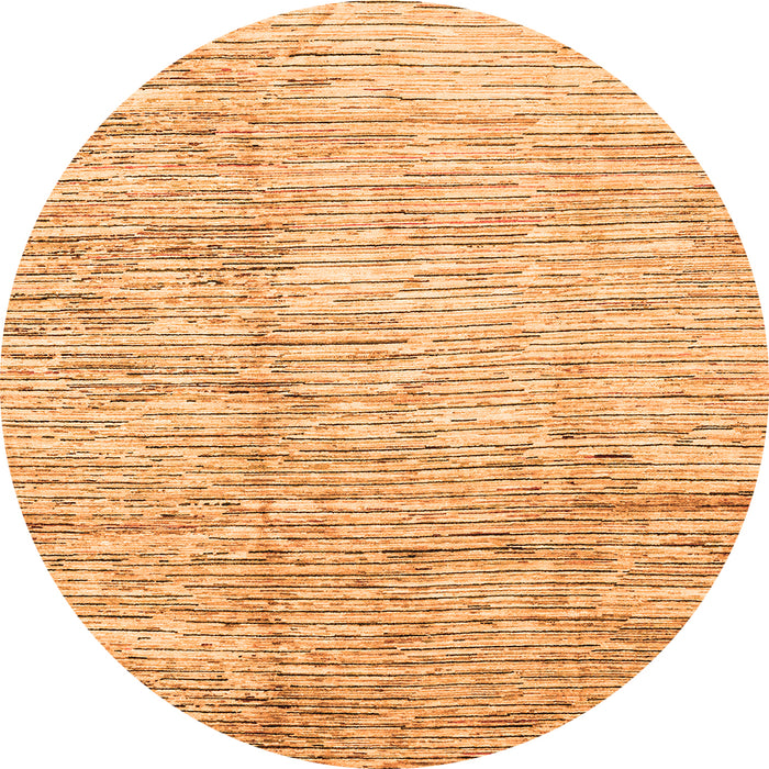 Round Machine Washable Abstract Orange Modern Area Rugs, wshabs3228org