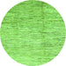 Round Machine Washable Abstract Green Modern Area Rugs, wshabs3228grn