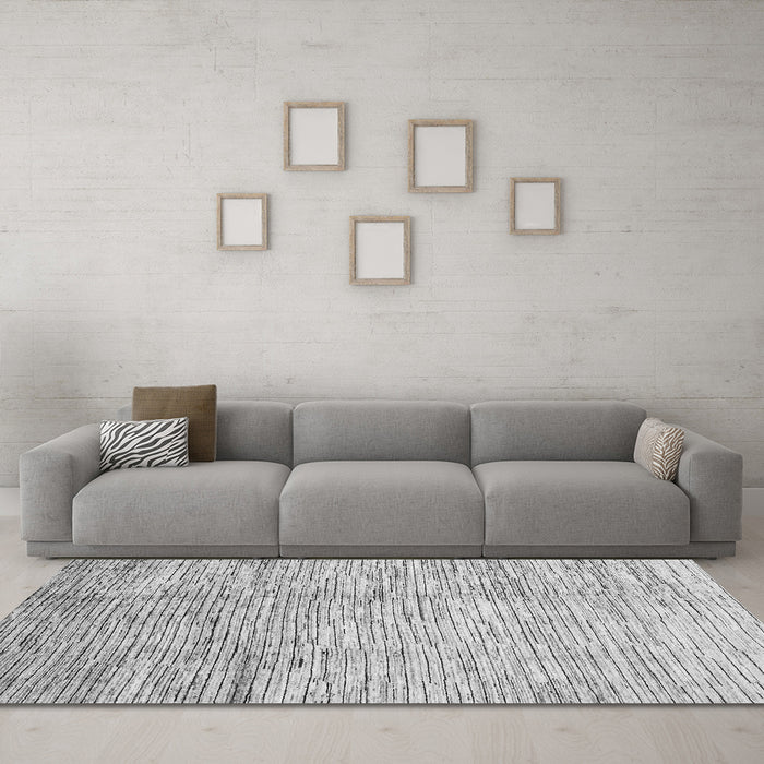 Machine Washable Abstract Gray Modern Rug in a Living Room,, wshabs3228gry