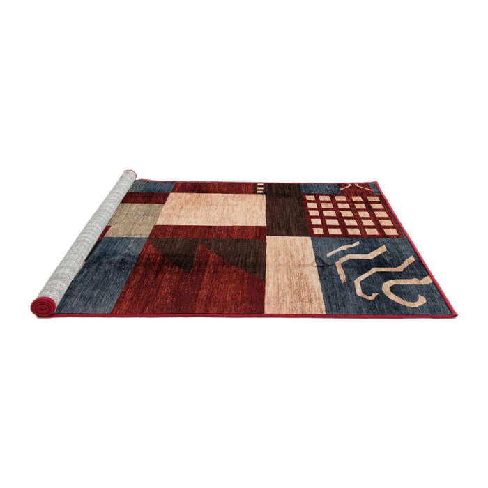 Sideview of Machine Washable Abstract Dark Almond Brown Rug, wshabs3229