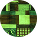 Round Abstract Green Modern Rug, abs3229grn