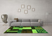 Machine Washable Abstract Green Modern Area Rugs in a Living Room,, wshabs3229grn