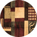 Round Machine Washable Abstract Brown Modern Rug, wshabs3229brn