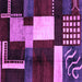 Square Machine Washable Abstract Purple Modern Area Rugs, wshabs3229pur