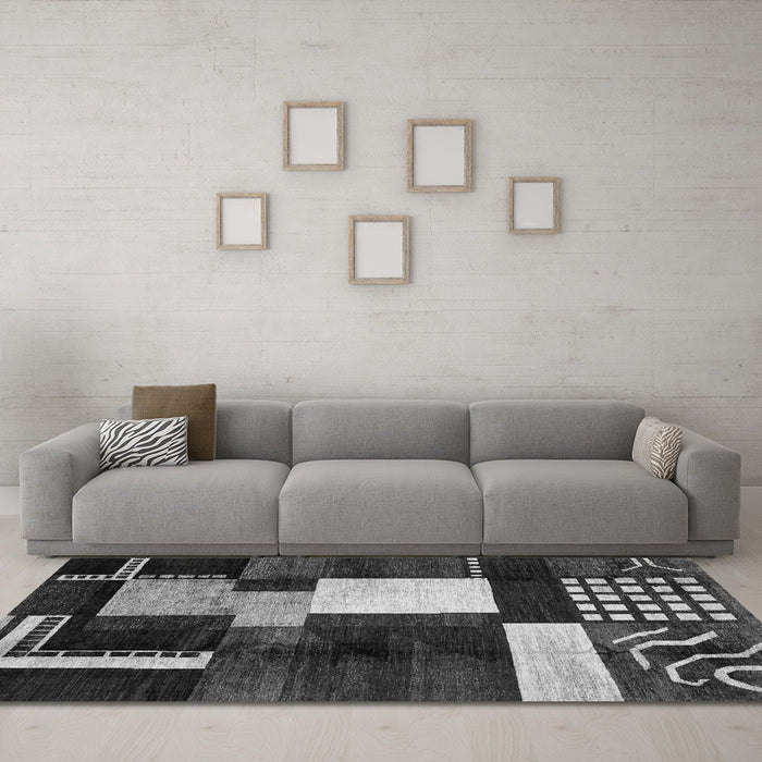 Machine Washable Abstract Gray Modern Rug in a Living Room,, wshabs3229gry