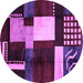 Round Abstract Purple Modern Rug, abs3229pur