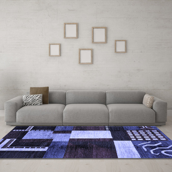 Machine Washable Abstract Blue Modern Rug in a Living Room, wshabs3229blu