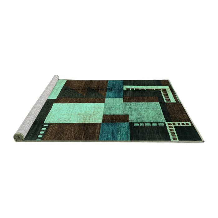 Sideview of Machine Washable Abstract Turquoise Modern Area Rugs, wshabs3229turq
