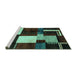 Sideview of Machine Washable Abstract Turquoise Modern Area Rugs, wshabs3229turq