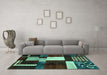 Machine Washable Abstract Turquoise Modern Area Rugs in a Living Room,, wshabs3229turq