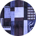 Round Abstract Blue Modern Rug, abs3229blu