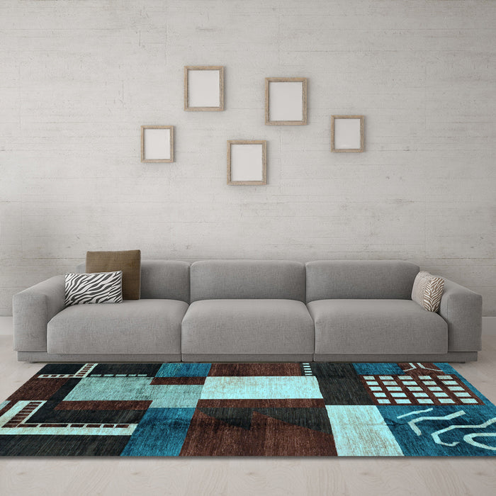 Machine Washable Abstract Light Blue Modern Rug in a Living Room, wshabs3229lblu
