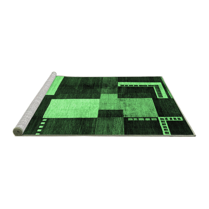 Sideview of Machine Washable Abstract Emerald Green Modern Area Rugs, wshabs3229emgrn