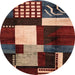 Round Abstract Dark Almond Brown Modern Rug, abs3229