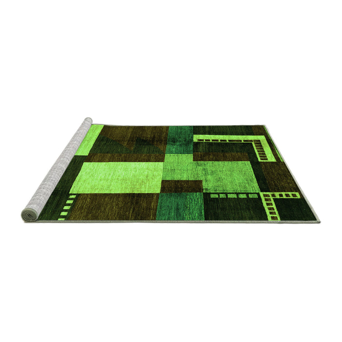 Sideview of Machine Washable Abstract Green Modern Area Rugs, wshabs3229grn