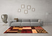 Machine Washable Abstract Orange Modern Area Rugs in a Living Room, wshabs3229org