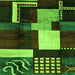 Square Abstract Green Modern Rug, abs3229grn