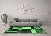 Machine Washable Abstract Emerald Green Modern Area Rugs in a Living Room,, wshabs3229emgrn