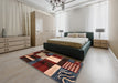 Abstract Dark Almond Brown Modern Rug in a Bedroom, abs3229