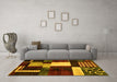 Machine Washable Abstract Yellow Modern Rug in a Living Room, wshabs3229yw