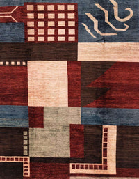 Machine Washable Abstract Dark Almond Brown Rug, wshabs3229