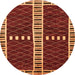 Round Machine Washable Abstract Orange Modern Area Rugs, wshabs322org