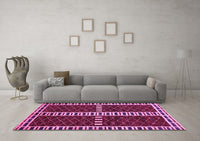 Machine Washable Abstract Pink Modern Rug, wshabs322pnk