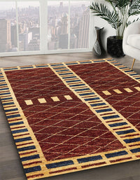 Abstract Dark Red Modern Rug, abs322