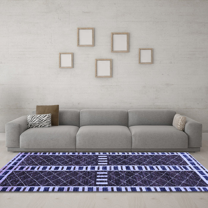 Machine Washable Abstract Blue Modern Rug in a Living Room, wshabs322blu