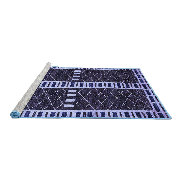 Sideview of Machine Washable Abstract Blue Modern Rug, wshabs322blu