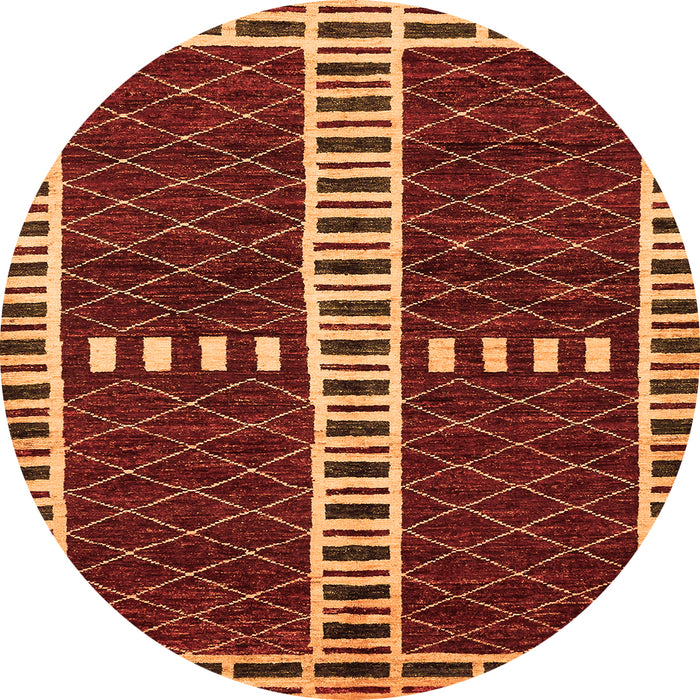 Round Abstract Orange Modern Rug, abs322org