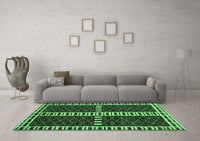 Machine Washable Abstract Emerald Green Modern Rug, wshabs322emgrn