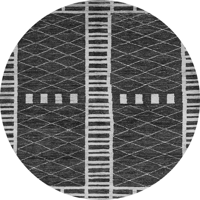 Round Machine Washable Abstract Gray Modern Rug, wshabs322gry