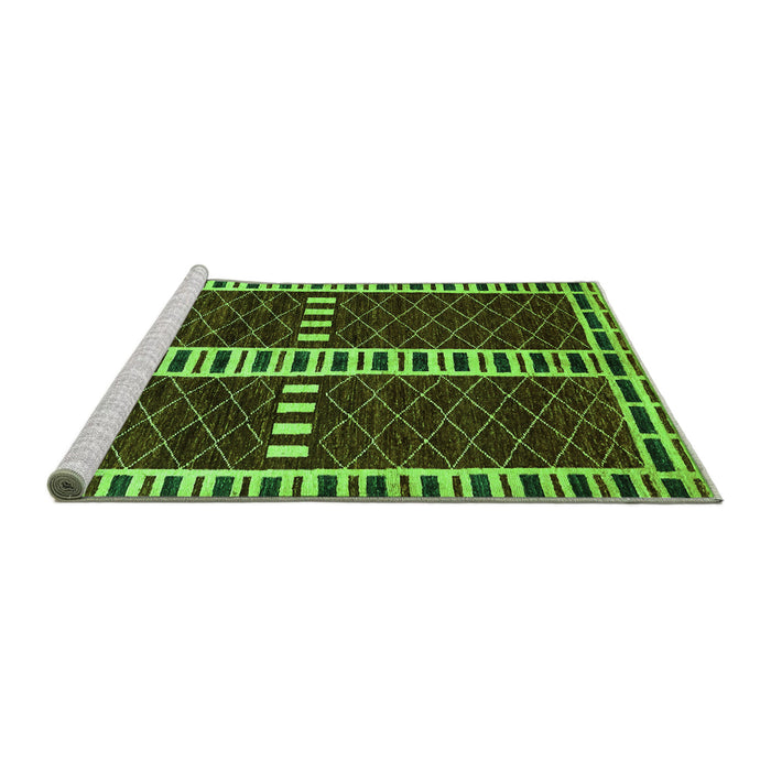 Sideview of Machine Washable Abstract Green Modern Area Rugs, wshabs322grn