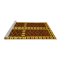 Sideview of Machine Washable Abstract Yellow Modern Rug, wshabs322yw