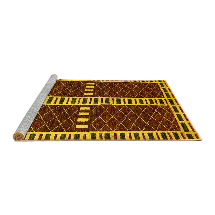 Sideview of Machine Washable Abstract Yellow Modern Rug, wshabs322yw