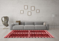 Machine Washable Abstract Red Modern Rug, wshabs322red