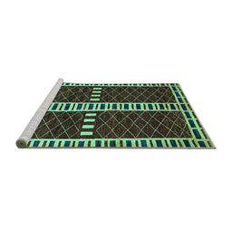 Sideview of Machine Washable Abstract Turquoise Modern Area Rugs, wshabs322turq