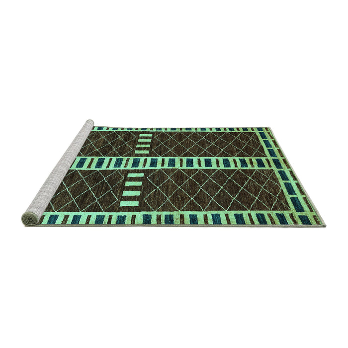 Sideview of Machine Washable Abstract Turquoise Modern Area Rugs, wshabs322turq