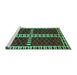 Sideview of Machine Washable Abstract Turquoise Modern Area Rugs, wshabs322turq