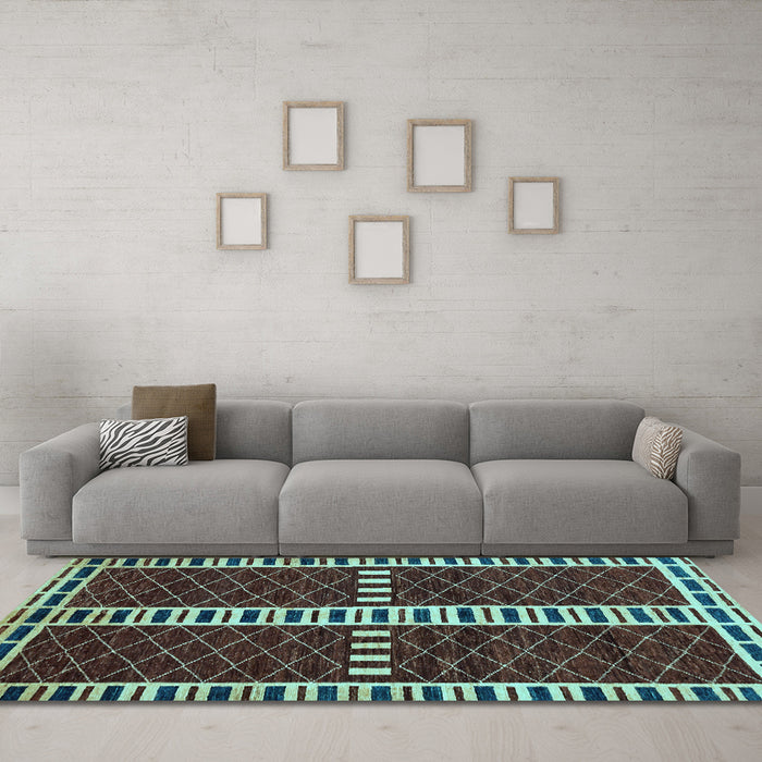 Machine Washable Abstract Light Blue Modern Rug in a Living Room, wshabs322lblu